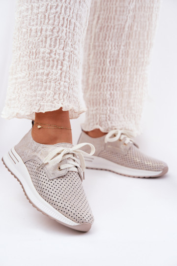 Pealhk Valgus jalatsid Pealiste omad platvormiga Artiker 56C2113 beeži värvi-Kuldset värvi 2