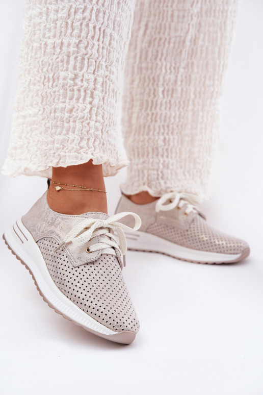 Pealhk Valgus jalatsid Pealiste omad platvormiga Artiker 56C2113 beeži värvi-Kuldset värvi