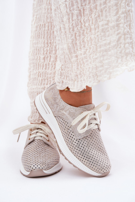 Pealhk Valgus jalatsid Pealiste omad platvormiga Artiker 56C2113 beeži värvi-Kuldset värvi