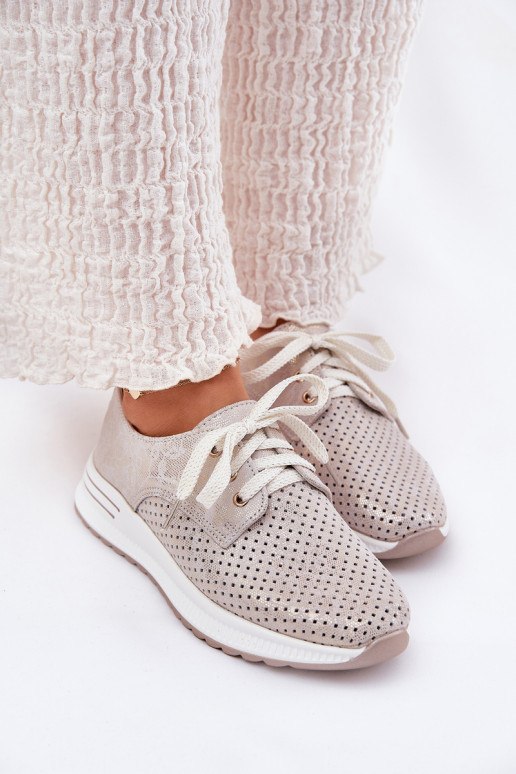 Pealhk Valgus jalatsid Pealiste omad platvormiga Artiker 56C2113 beeži värvi-Kuldset värvi