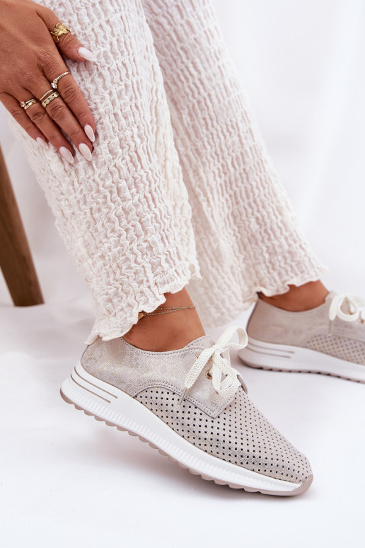 Pealhk Valgus jalatsid Pealiste omad platvormiga Artiker 56C2113 beeži värvi-Kuldset värvi