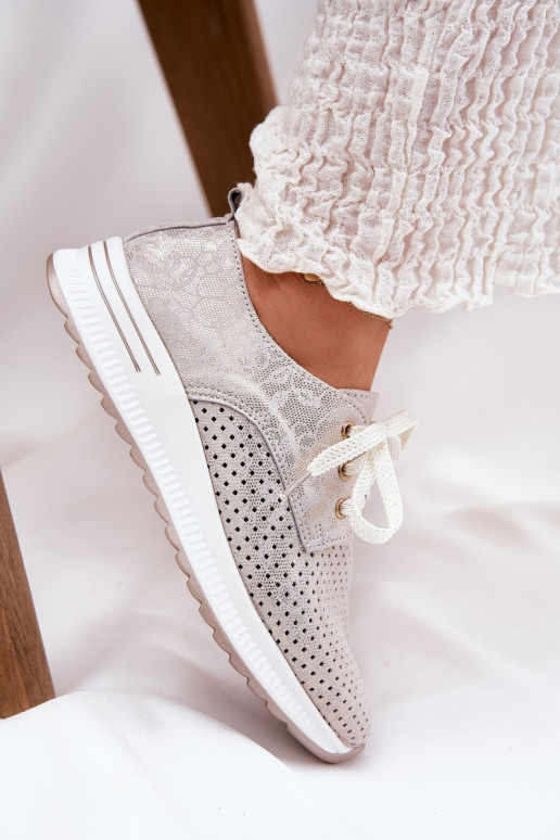 Pealhk Valgus jalatsid Pealiste omad platvormiga Artiker 56C2113 beeži värvi-Kuldset värvi