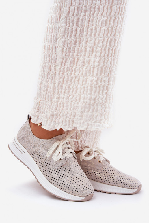 Pealhk Valgus jalatsid Pealiste omad platvormiga Artiker 56C2113 beeži värvi-Kuldset värvi