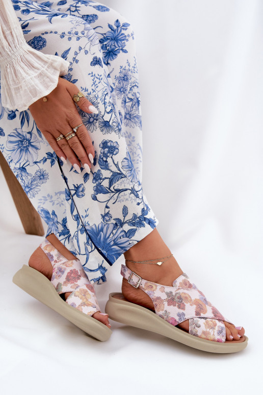 Pealistesandaalid eko-nahast lilledega Mitmevärvilised Tosmelia