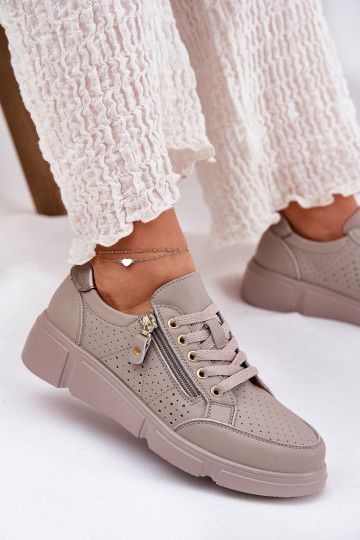 Pealhk spordijalatsid Sneakers tüüpi jalanõud platvormiga tõmblukuga Vinceza 88019 beeži värvi