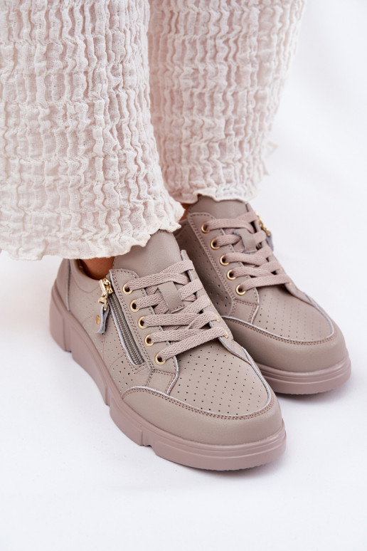 Pealhk spordijalatsid Sneakers tüüpi jalanõud platvormiga tõmblukuga Vinceza 88019 beeži värvi Pealhk spordijalatsid Sneakers tüüpi jalanõud platvormiga tõmblukuga Vinceza 88019 beeži värvi