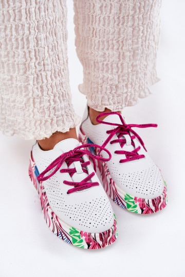 Pealhk Sneakers tüüpi jalanõud Pealiste omad Peal Mustrilinej Platformie Vinceza 88017 valget värvi