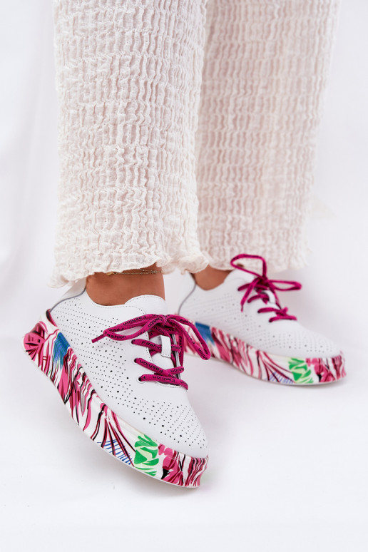 Pealhk Sneakers tüüpi jalanõud Pealiste omad Peal Mustrilinej Platformie Vinceza 88017 valget värvi