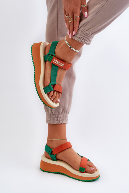 Pealistesandaalid platvormiga I Koturnie Big Star NN274A053 roheline-oranži värvi