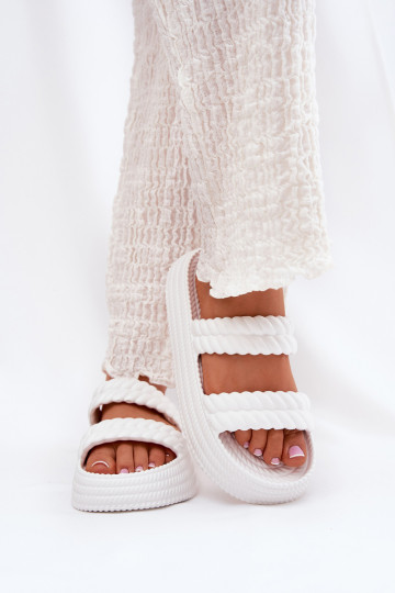 Kerged rannaplätud Valgus naiste plätud platvormiga S.Barski ZK51-001 valget värvi