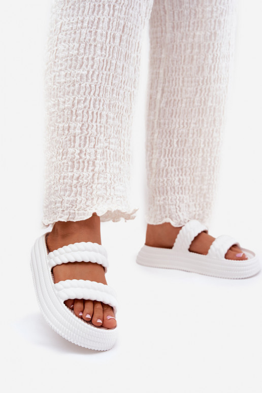 Kerged rannaplätud Valgus naiste plätud platvormiga S.Barski ZK51-001 valget värvi