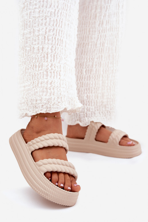 Kerged rannaplätud Valgus naiste plätud platvormiga S.Barski ZK51-001 beeži värvi Kerged rannaplätud Valgus naiste plätud platvormiga S.Barski ZK51-001 beeži värvi