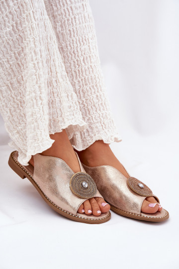 Läikivad Pealistesandaalid Ozdobnym Detalem S.Barski KV51-012 Kuldset värvi