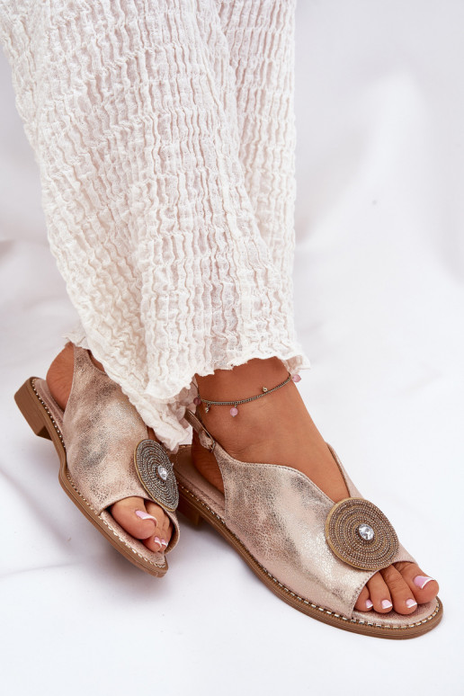 Läikivad Pealistesandaalid Ozdobnym Detalem S.Barski KV51-012 Kuldset värvi