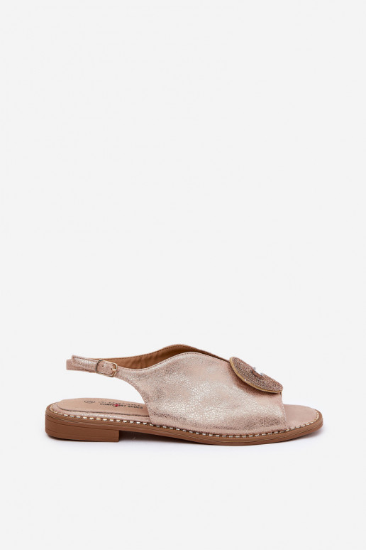 Läikivad Pealistesandaalid Ozdobnym Detalem S.Barski KV51-012 Kuldset värvi