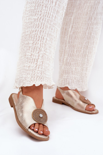 Läikivad Pealistesandaalid Ozdobnym Detalem S.Barski KV51-012 Kuldset värvi