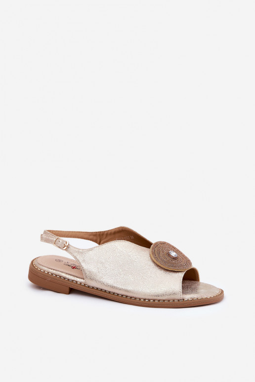 Läikivad Pealistesandaalid Ozdobnym Detalem S.Barski KV51-012 Kuldset värvi