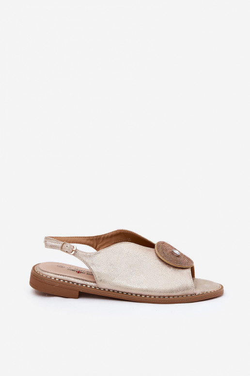 Läikivad Pealistesandaalid Ozdobnym Detalem S.Barski KV51-012 Kuldset värvi