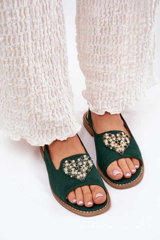 Pealistesandaalid Koos Ornate Heartsm S.Barski KV27-018 Rohelist värvi Pealistesandaalid Koos Ornate Heartsm S.Barski KV27-018 Rohelist värvi