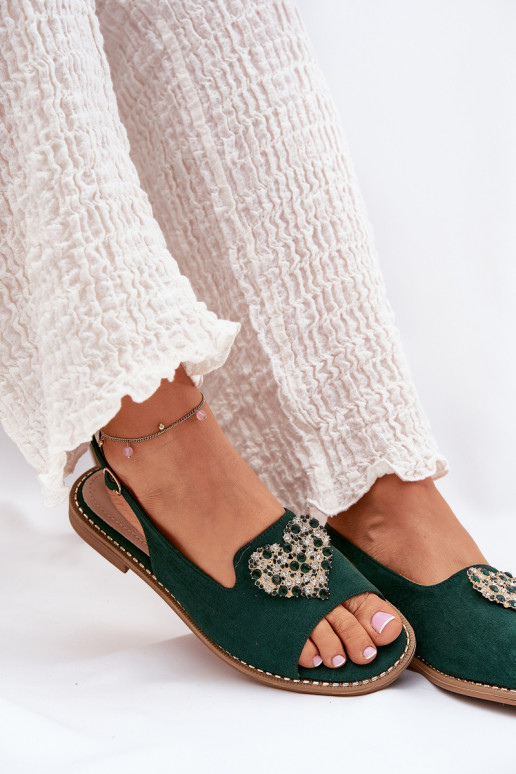 Pealistesandaalid Koos Ornate Heartsm S.Barski KV27-018 Rohelist värvi Pealistesandaalid Koos Ornate Heartsm S.Barski KV27-018 Rohelist värvi