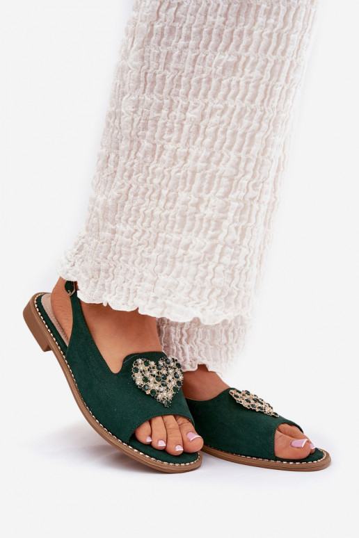 Pealistesandaalid Koos Ornate Heartsm S.Barski KV27-018 Rohelist värvi Pealistesandaalid Koos Ornate Heartsm S.Barski KV27-018 Rohelist värvi