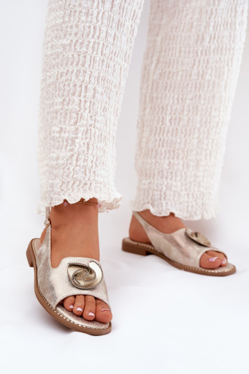 Läikivad Pealistesandaalid kaunistustega S.Barski KV51-006 Kuldset värvi