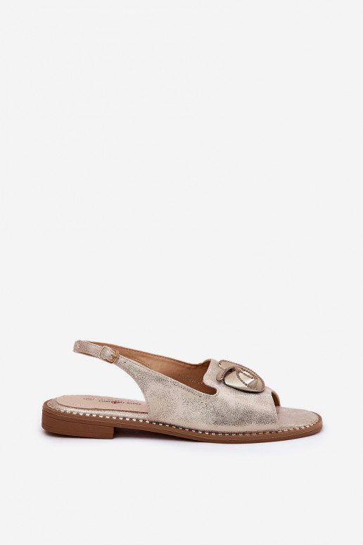 Läikivad Pealistesandaalid kaunistustega S.Barski KV51-006 Kuldset värvi Läikivad Pealistesandaalid kaunistustega S.Barski KV51-006 Kuldset värvi