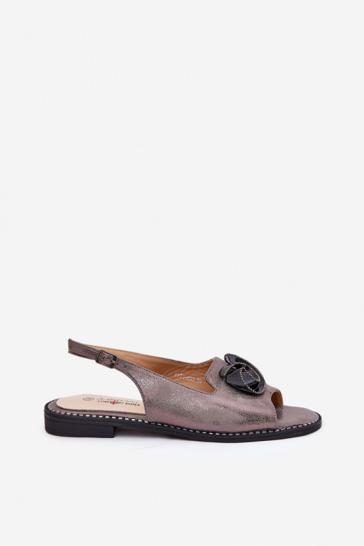 Läikivad Pealistesandaalid kaunistustega S.Barski KV51-006 Halli värvi