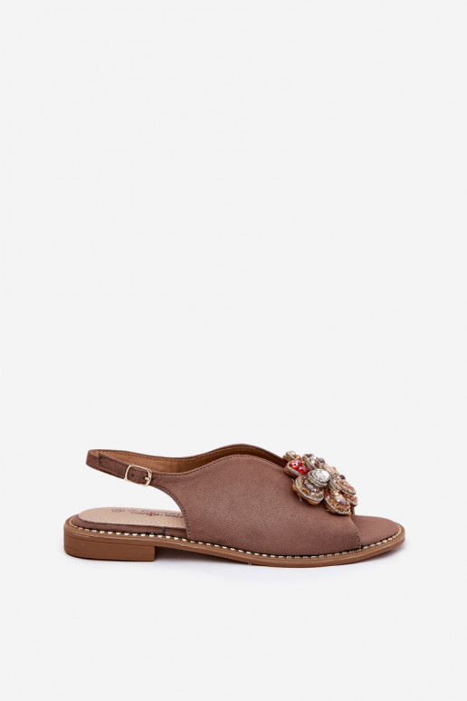 Pealistesandaalid laiade nööridega kaunistustega S.Barski KV27-001 beeži värvi