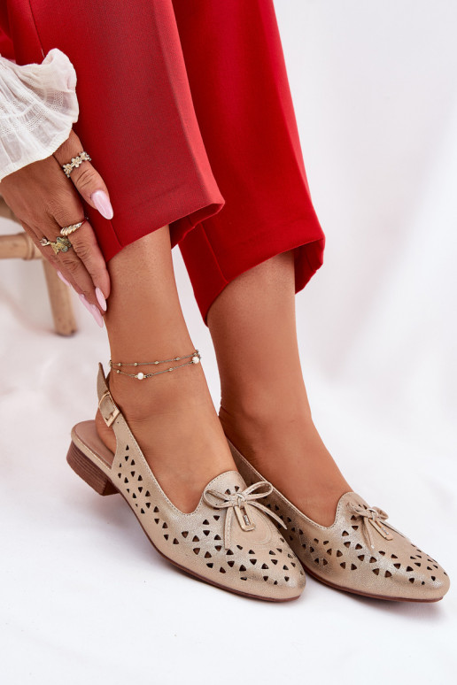 Ažuursed baleriinad Terava ninaga jalatsid Kuldset värvi Pealvinnia