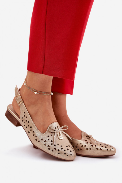 Ažuursed baleriinad Terava ninaga jalatsid Kuldset värvi Pealvinnia