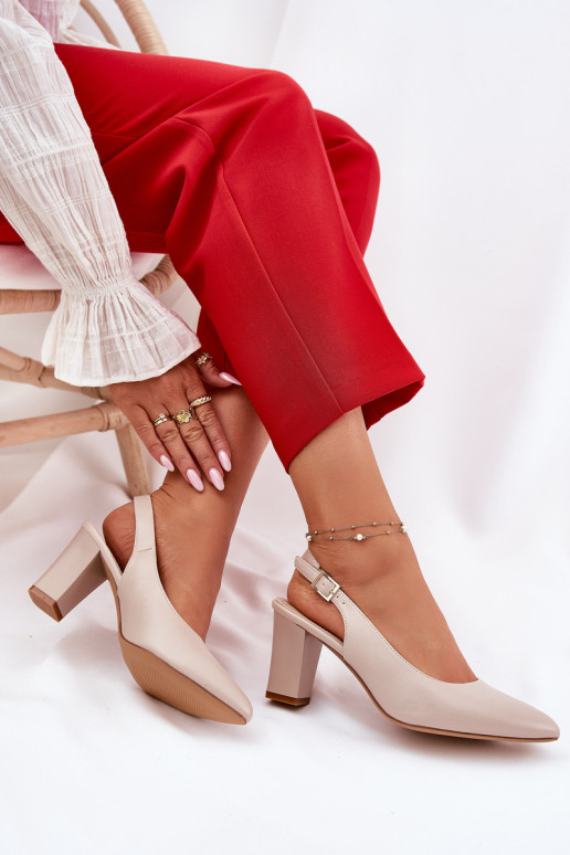 Mugav Kingad kõrge jämeda kontsaga Sergio Leone SK162 beeži värvi