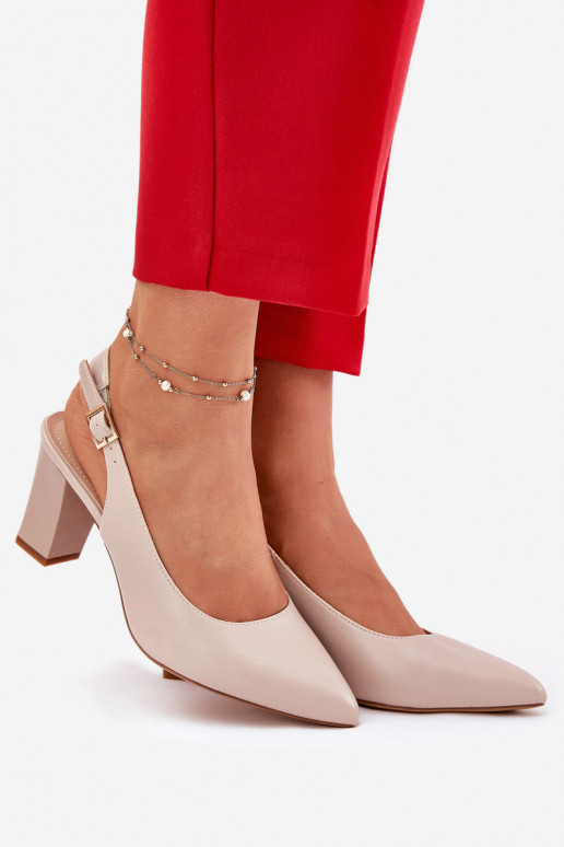 Mugav Kingad kõrge jämeda kontsaga Sergio Leone SK162 beeži värvi