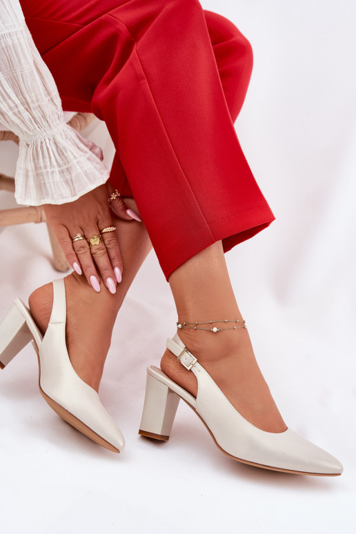 Mugav Kingad kõrge jämeda kontsaga Sergio Leone SK162 pärlmutri värvi