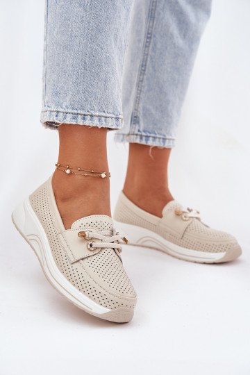 Pealhk jalatsid Valmistatud naturaalsest nahast platvormiga Artiker 56C2102 beeži värvi 2