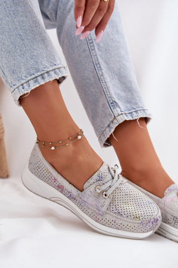 seemisnakhsed jalatsid Valmistatud naturaalsest nahast platvormiga Artiker 56C2104 Halli värvi