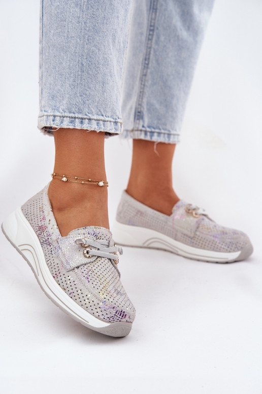 seemisnakhsed jalatsid Valmistatud naturaalsest nahast platvormiga Artiker 56C2104 Halli värvi