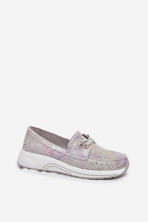 seemisnakhsed jalatsid Valmistatud naturaalsest nahast platvormiga Artiker 56C2104 Halli värvi