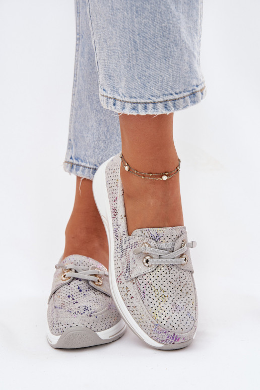 seemisnakhsed jalatsid Valmistatud naturaalsest nahast platvormiga Artiker 56C2104 Halli värvi