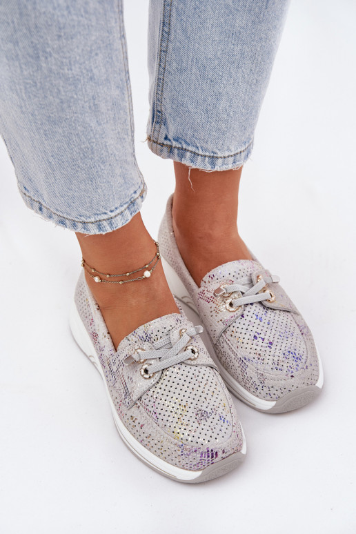 seemisnakhsed jalatsid Valmistatud naturaalsest nahast platvormiga Artiker 56C2104 Halli värvi