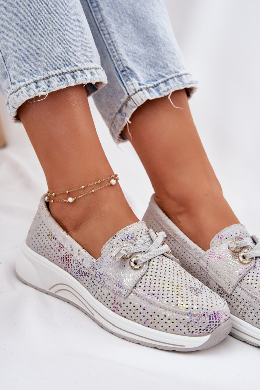 seemisnakhsed jalatsid Valmistatud naturaalsest nahast platvormiga Artiker 56C2104 Halli värvi