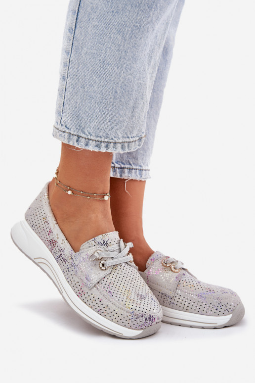 seemisnakhsed jalatsid Valmistatud naturaalsest nahast platvormiga Artiker 56C2104 Halli värvi