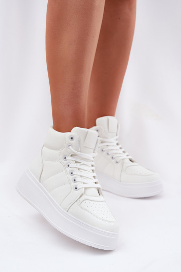 Kõrged sneakers mudeli kingad naistele platvormiga valge