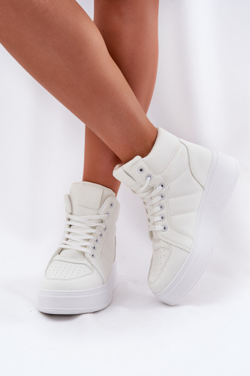 Kõrged sneakers mudeli kingad naistele platvormiga valge 2
