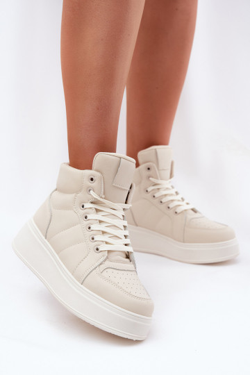 Kõrge Sneakers tüüpi jalanõud Pealiste omad platvormiga beeži värvi Tillive 2