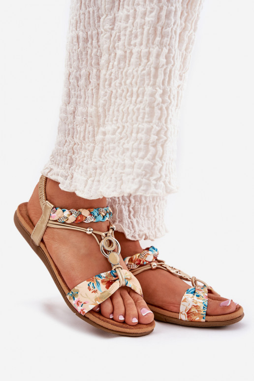 Sellel ondalad sandaalid Z Plecionymi Triibudem Ja Dekoratsioon Artiker 56C1316 Kuldset värvi