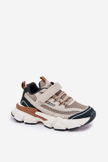 Sneakers tüüpi jalanõud jalanõud Lastejalatsid krõpsudega kinnitatav beeži värvi Ronivelle