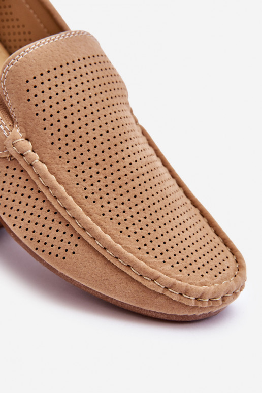 meeste omad Klassikalised seemisnahast mokassiinid beeži värvi Felixo