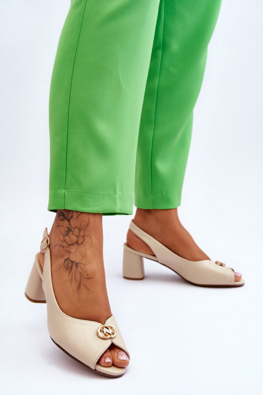 Moekad Pealhk Elegantsed kõrge kontsaga sandaalid beeži värvi Hette