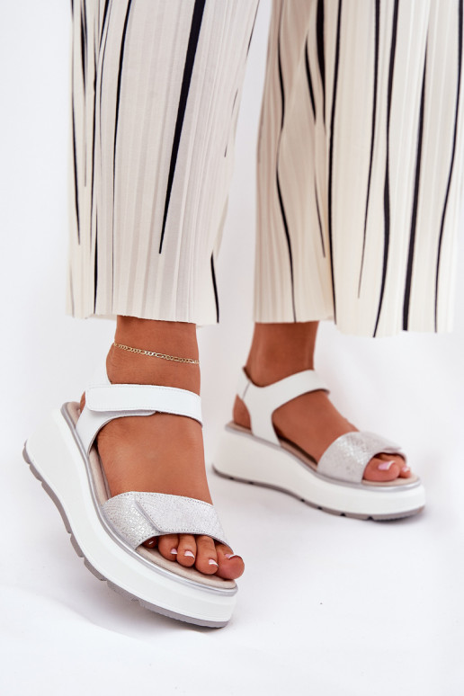 Pealistesandaalid Pealiste omad Platformie I Koturnie krõpsudega kinnitatav S.Barski LR51-543 Hõbedat värvi